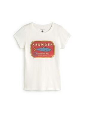 White 'Sardines' Graphic Short Sleeve Tee